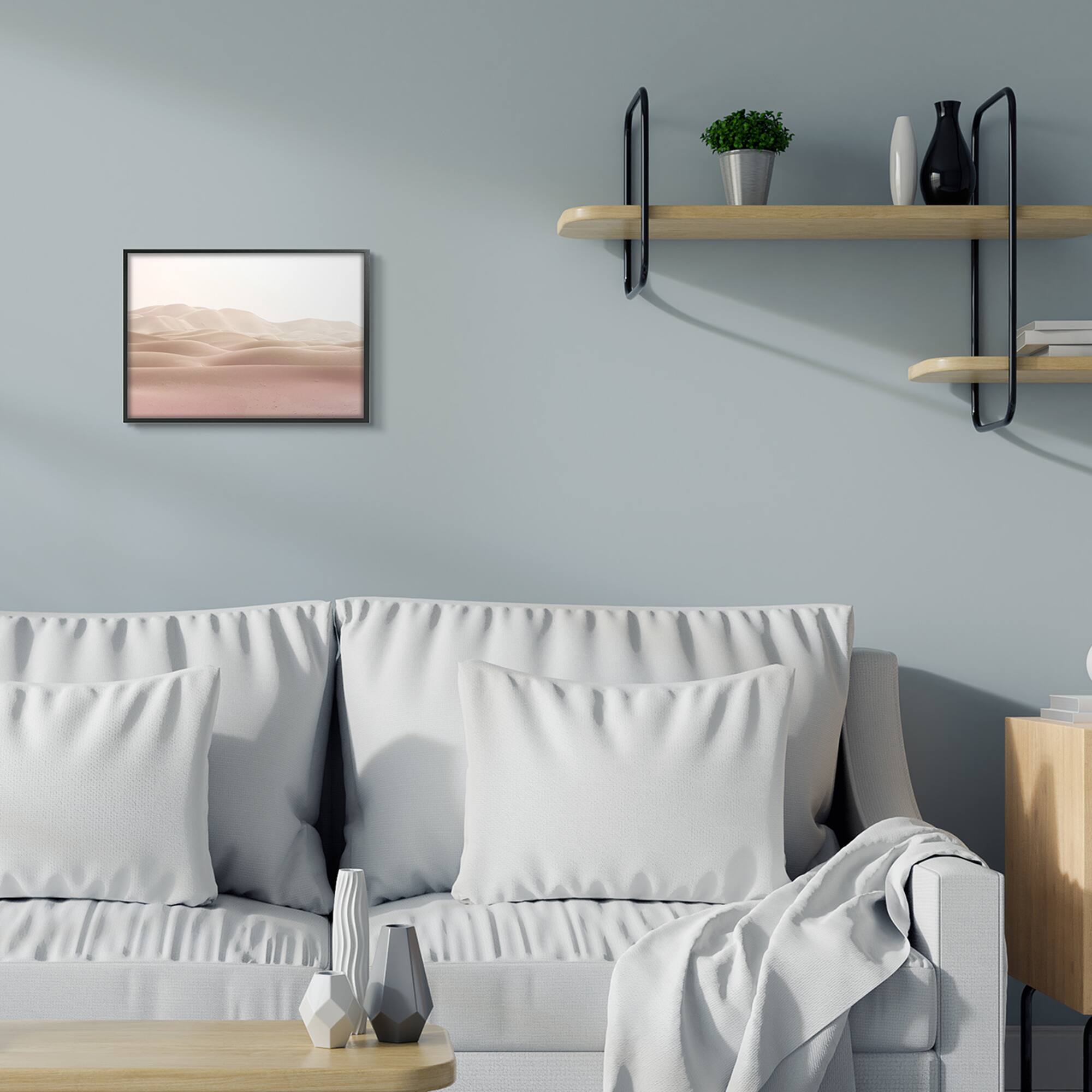 Stupell Industries Desert Sand Dunes Landscape Beige White Sky in Frame Wall Art